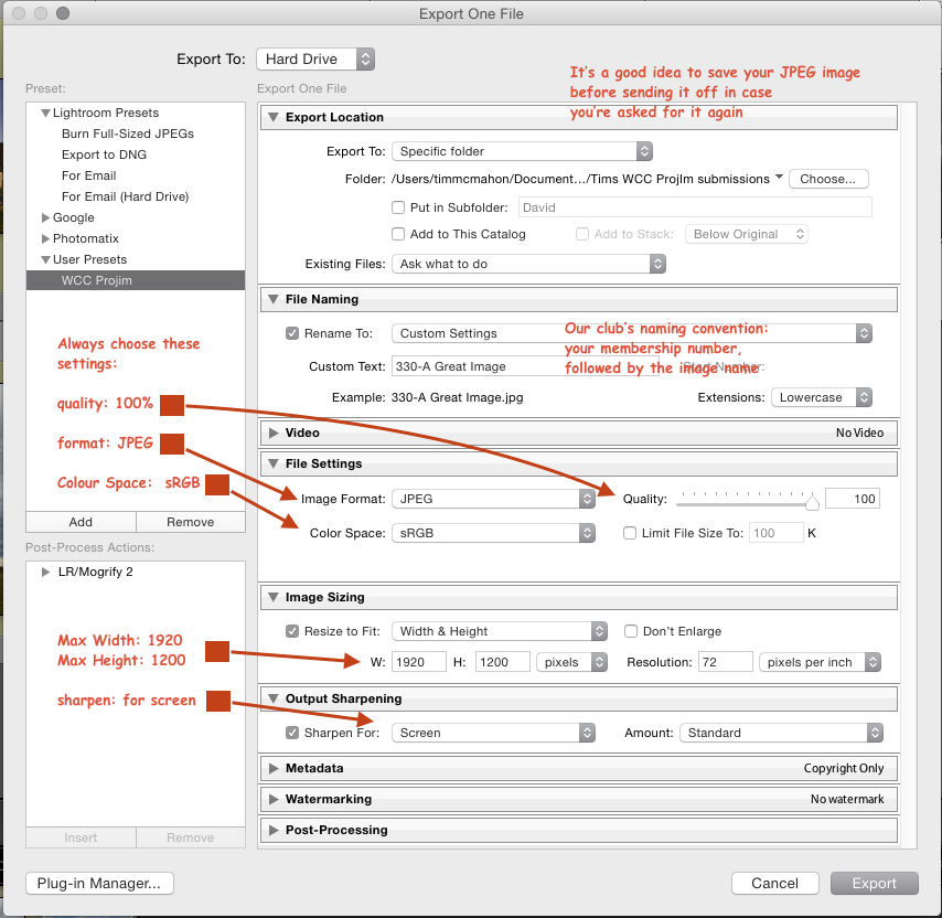 LR Export for Projection